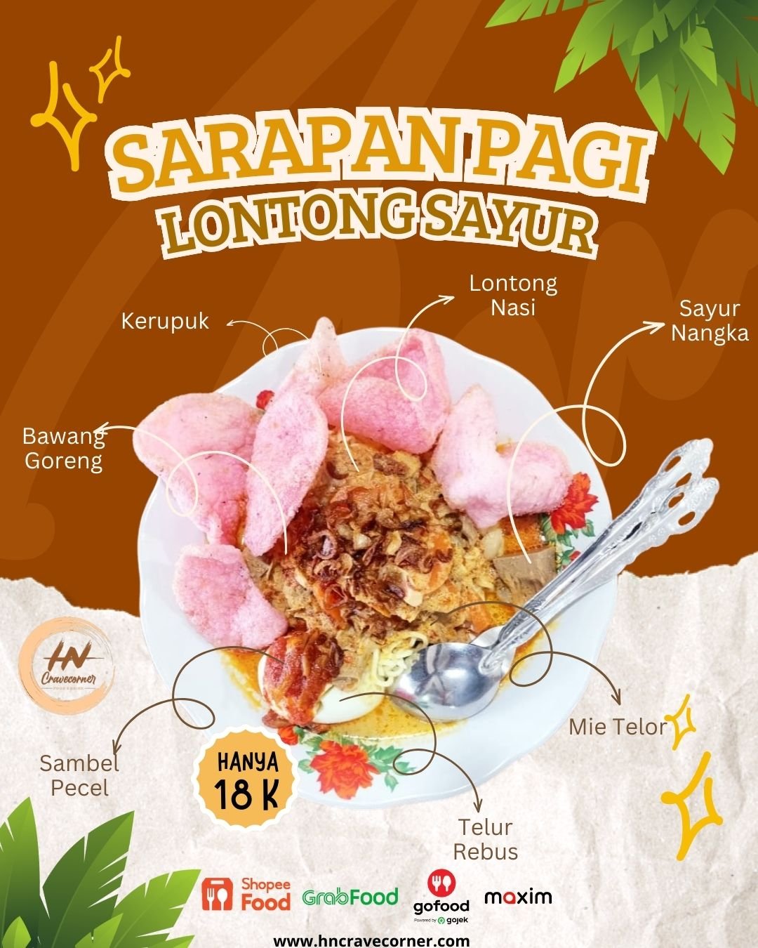 Lontong Sayur dengan kuah gurih dan lauk lengkap di HN Crave Corner Golden Prawn Batam